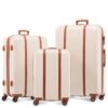 FERGÉ Set de 3 valises rigides à roulettes pour voyage | Ensemble parfait pour vacances et week-ends | Valises beige con