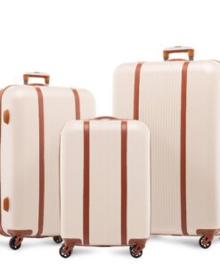FERGÉ Set de 3 valises rigides à roulettes pour voyage | Ensemble parfait pour vacances et week-ends | Valises beige con
