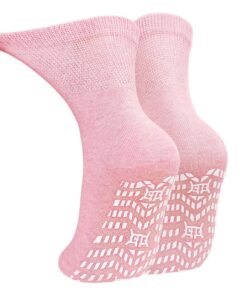 Chaussettes Antidérapantes PUTUO Femme Non Comprimantes Socquettes Mi-mollet Coton