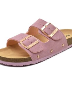 ONCAI Mules Femme Été Bout Ouvert Cuir Liège Plates Sandales ModeUGE####################################################