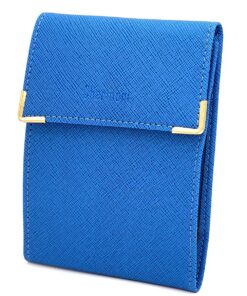 Charmoni étui Pochette Porte chéquier ZSF Bleu électrique - 3 emplacements Carte bancaire - Compact en Cuir Vachette (10