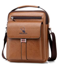 ANPTER Sac à bandoulière en cuir synthétique pour homme - Idéal pour l'école, les voyages et le travail - Polyvalent et