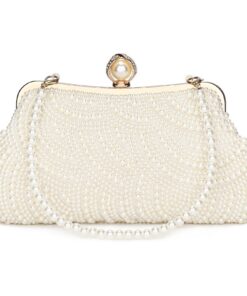 BAIGIO Sac de Soirée Perlé en Boîte Carrée pour Femme - Sac à Main Élégant pour Banquet Nuptial et Bal de Mariage
