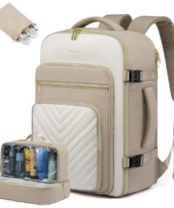 LOVEVOOK Sac à Dos de Voyage Femme Imperméable Beige Kaki