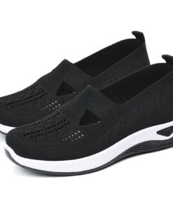 GYCF Baskets Légeres à Enfiler Noires Femme | Orthopédiques | Mesh Respirant | Confort | 40EU