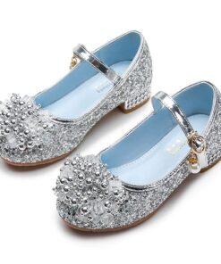 New front Fille Chaussures de Princesse Elsa Reines des Neiges Antidérapant pour Déguisement Noël Halloween Carnaval
