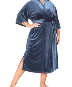 VOGMATE Robe de Chambre Grande Taille Femme Col en V Luxe Velours Élégante Vêtements de Nuit