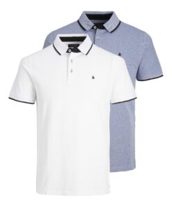 JACK & JONES Polo Pack de 2 Polo Unis Col Chemise Homme Mode Été