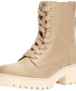 Tommy Hilfiger Chic Mid Heel Leather Lace-up Bottines pour Femme Élégantes Été Automne 90mm Mode Chic