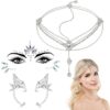 Hifot Cristal Chaîne de Tête Bohème Argent pour Femme et Fille Festival Bijoux de Tête Vintage Costume Elfe