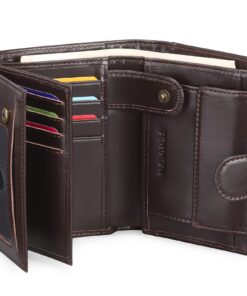 SENDEFN Portefeuille Homme Grand Trifold en Cuir Véritable pour Hommes avec Blocage RFID et 19 Emplacements pour Cartes