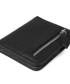GADIEMKENSD Petit Coque Pliante pour Cartes Crédit en vraie Leather Anti-RFID Compact Noir