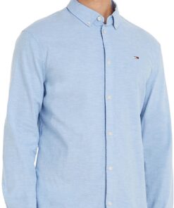 Tommy Jeans Chemise Homme TJM Slim Manches Longues Organic Content Standard 100 - Polyester Free - Casual Wear - Comfort