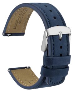 Rétro Bracelets de Montre Wocci, Cuir Nubuck, Libération Rapide, Pour Homme, Boucle en Acier Inoxydable, 18mm/20mm/22mm