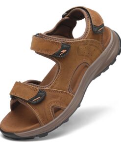 FLARUT Hommes Sandales d'été Chaussures de randonnée Trekking Outdoor Sport Cuir Plage Orteils Ouverts Sportives Décontr