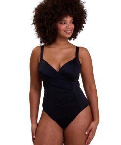 Maillot de bain uni Aruba noir, solide et confortable pour la plage et la piscine