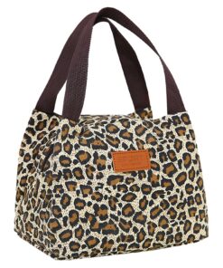 Sac de Pique-Nique pour Femme et Homme, Sac Portable Repas, Petit Panier Repas Imprimé Léopard, Idéal pour Étudiant et B