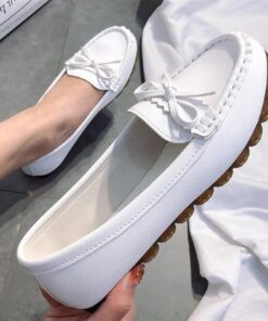 ZXCN Cuir Casual Appartements Femme ChaussuresComfortable Vintage Slip Chaussures