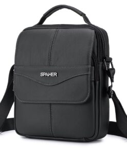 SPAHER Sacoche Homme Cuir Véritable pour Ipad 11 Pouces Sac Bandoulière Homme Voyage Business Sac à Main