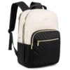 LOVEVOOK Sac à Dos Ordinateur Portable 15,6 Pouces Femme | Style Beige Noir pour Travail et École
