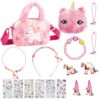 Livdouyu - Bijoux licorne fille 18 pc - Cadeau enfant 3-7 ans - Collier + Bracelet + Bague + Bijoux cheveux + Autocollan