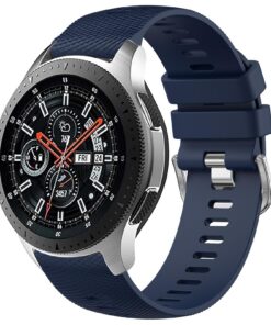 Bracelet Wanme Samsung Galaxy Watch 46mm 45mm Gear S3, 22mm Silicone Bleu Nuit pour GT 2 46mm/GT3/GT3 Pro