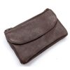 Portefeuille Charmoni Homme en Cuir Véritable Fermeture Éclaire Multicochonsieur Classique Marron Foncé