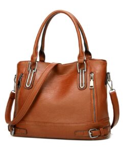 VINBAGGE Sac à main bandouliere en Cuir PU Femme Grande capacité Travail Shopping Party Voyage