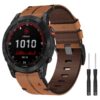 Bracelet Fenix 7X/Fenix 6X Bande en Cuir Quick Fit pour Garmin 51mm et 26mm Bracelet Cuir Quick Fit Compatible Fenix 8/F