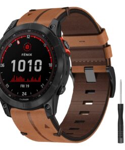 Bracelet Fenix 7X/Fenix 6X Bande en Cuir Quick Fit pour Garmin 51mm et 26mm Bracelet Cuir Quick Fit Compatible Fenix 8/F