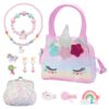 Sac à main licorne, bijoux ensembles, cadeaux Noël filles