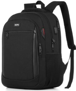 RJEU Sac à dos portable USB pour homme et femme, idéal pour le travail et l'école, 17.3 inch Noir