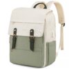 LOVEVOOK Sac à Dos Portable Beige et Vert 15,6" pour Femme Voyage et TravailVintage Mode Bagage à Mainenseignant