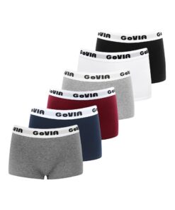 GoVIA Lot de 6 Culottes Femme Boxer Shorty Coton - Lingerie Sport & Confort Taille Basse