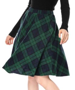 Plaids Allegra K pour femmes taille élastique genou longueur peignée idéale Noël 100x120 cm