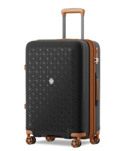 Valise Grande Taille Extensible Coque Rigide TSA Serrure Valise de Voyage American Style Noir/Marron