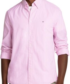 Tommy Hilfiger Chemise L/S Homme - Polyester / Polyester - Adultes - Office - Haute qualité - M - Rouge