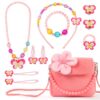 OSDUE Les Fleurs Sac à Main Fille Bijoux Collier Bracelet Parure Anniversaire Cadeau 11pcs