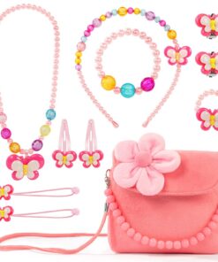 OSDUE Les Fleurs Sac à Main Fille Bijoux Collier Bracelet Parure Anniversaire Cadeau 11pcs