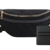 Sac Banane en Velours Côtelé Zippé Idéale pour Femme Voyage Course à Pied Noir Sac Banane avec Bandoulière Poche Poitr