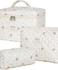 Aucuu Grande Trousse de Maquillage Femme - Coton Motif Floral - Idéale pour Voyage et Usage Daily - Grande Capacité - Lo