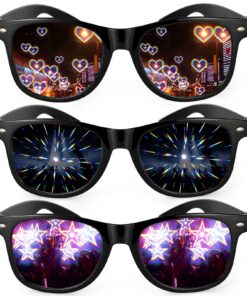 Hifot Lunettes de Diffraction Femmes Hommes Nuit Concert EDM Club Feu D'artifice Rave Party Effet Arc-en-ciel