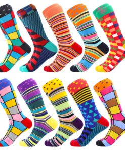 BONANGEL Chaussettes amusantes pour homme colorées, mi-mollet cool et design unique pour le bureau