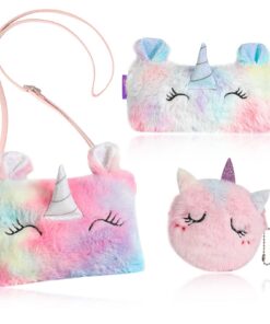 Hifot Peluche Licorne Mini Porte-Monnaie Étui à Crayons Sac a Main pour Enfants Femmes Anniversaire Cadeau Hifot Peluc