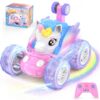 Voiture Télécommandée Fille Licorne pour 3 à 9 Ans - Jouet Cascadante 360° avec Ailes Brillantes | cadeau Anniversaire e