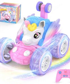 Voiture Télécommandée Fille Licorne pour 3 à 9 Ans - Jouet Cascadante 360° avec Ailes Brillantes | cadeau Anniversaire e
