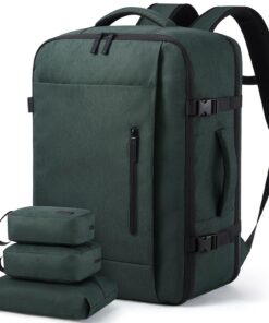 Sac à Dos Voyage Cabine LoveVOOK, Imperméable 40L, Ordinateur Portable 17,3 Pouces, Vert Foncé