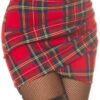 Koucla Mini Jupe Drapée Taille Haute Écossaise pour Femmes en Coton Bio avec Poche Digestive en Taille Sodu(Sodu, motifs