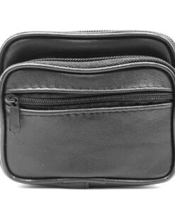 Charmoni Grand Portefeuille pour Homme - Cuir avec Passant Ceinture - Rangement Complet (3 Zips) - Noir