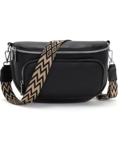 Boadlol Grand Sac Banane Femmes Sac Bandoulière Cuir Vegan pour Usage Daily - Léger, Poches Multiples, Réglable